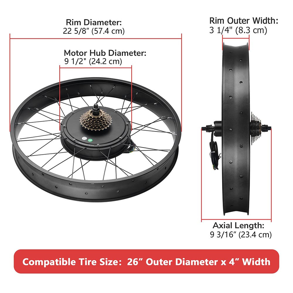 Yescom Bicycle Motor Kit Fat Bike Conversion Kit 1500W 48V 26" Image