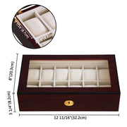 Yescom Wood Watch Display Case 12-Slot Matte Finish Image