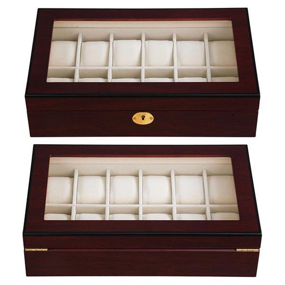 Yescom Wood Watch Display Case 12-Slot Matte Finish Image