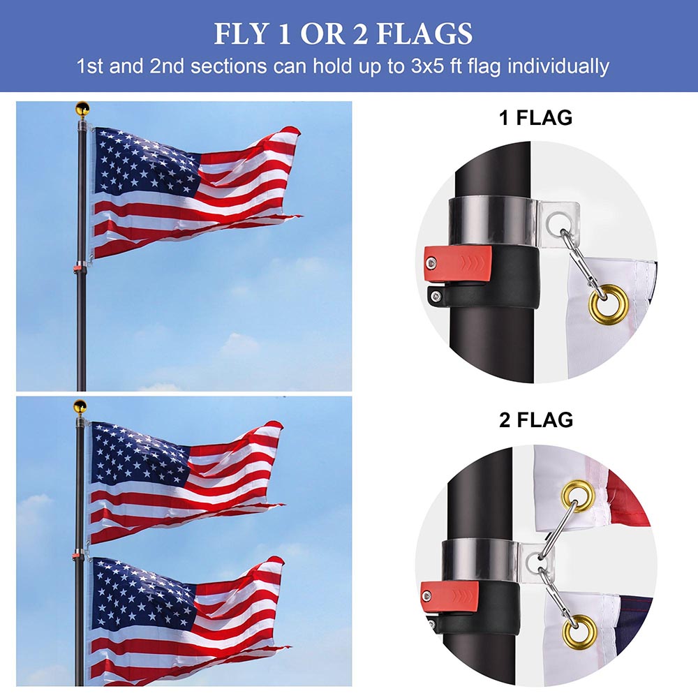 Yescom 20ft. Telescopic Flagpole with Tire Mount Image