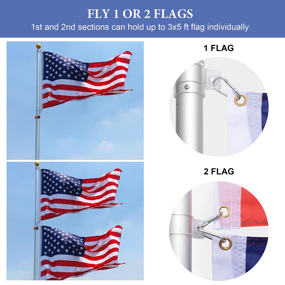 Yescom 20' Telescopic Flag Pole and Flag Kit with Regal Eagle Image