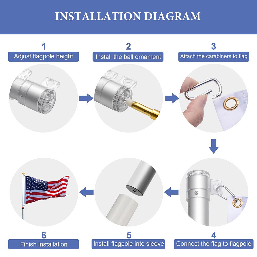 Yescom 20' Telescopic Flag Pole and Flag Kit with Regal Eagle Image