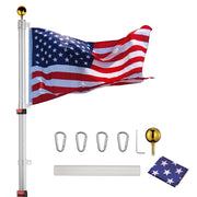 Yescom American Aluminum Telescopic Flagpole Set 20', Silver Image