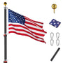 Yescom American Aluminum Telescopic Flag Pole Set 25', Black Image