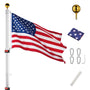 Yescom American Aluminum Telescopic Flag Pole Set 25', Silver Image