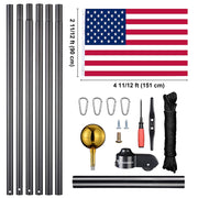 Yescom Aluminum Sectional Flagpole Kit with US Flag 20' Image