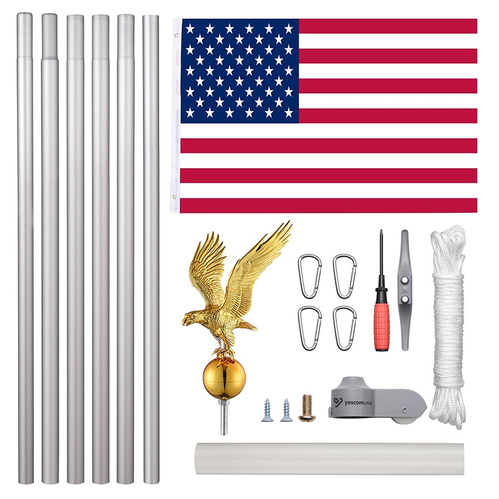 Yescom 20' Sectional Flag Pole and Flag Kit with Regal Eagle Image