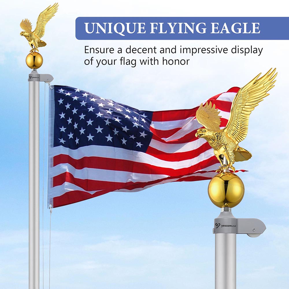 Yescom 20' Sectional Flag Pole and Flag Kit with Regal Eagle Image