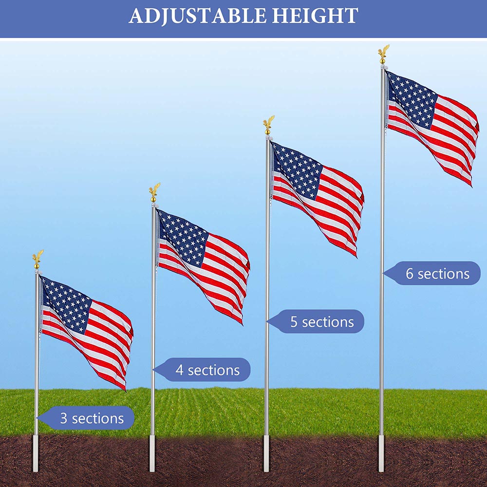 Yescom 20' Sectional Flag Pole and Flag Kit with Regal Eagle Image