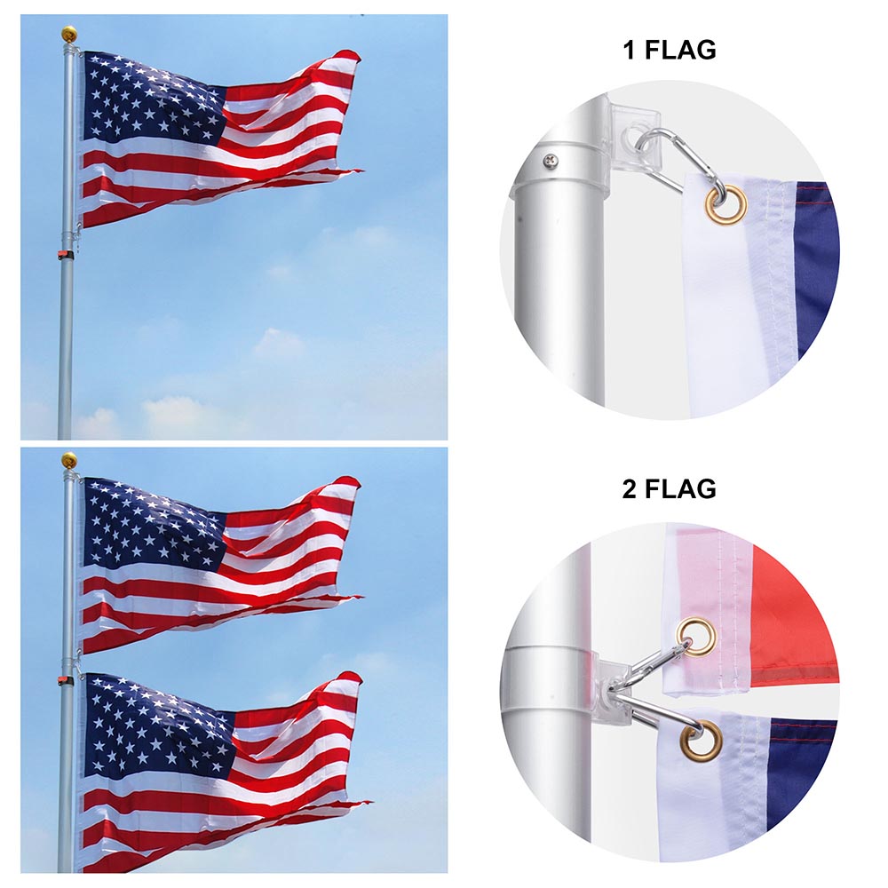 Yescom 30ft Telescopic Flag Pole with Light Image