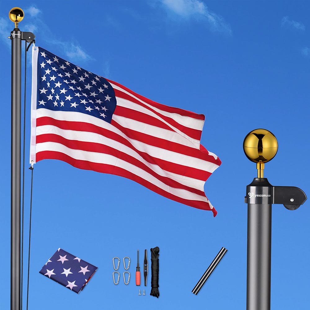 Yescom American Aluminum Sectional Flag Pole Set 25' Image