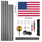 Yescom American Aluminum Sectional Flag Pole Set 25' Image