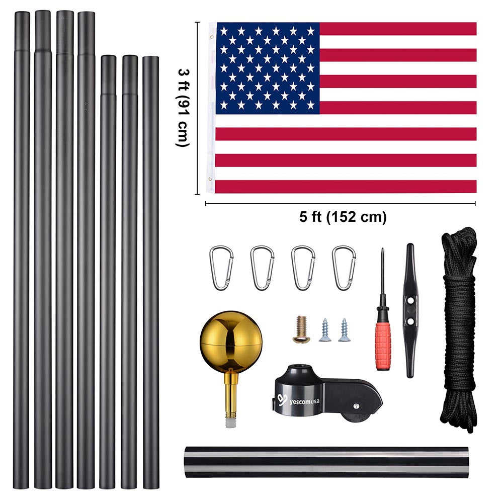 Yescom 25' Sectional Flag Pole and Flag Kit with Regal Eagle Image