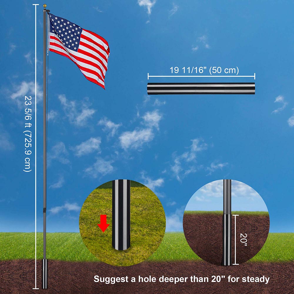 Yescom 25' Sectional Flag Pole and Flag Kit with Regal Eagle Image