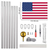 Yescom American Aluminum Sectional Flag Pole Set 25'