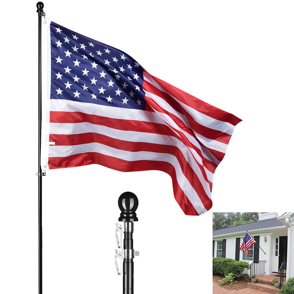 Yescom 6' American Aluminum Telescopic Flag Pole Set Black Image