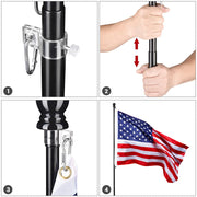 Yescom 6' American Aluminum Telescopic Flag Pole Set Black Image