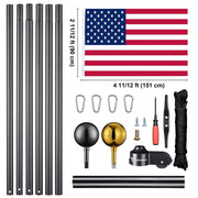 Yescom Aluminum Sectional Flagpole Kit with US Flag 20' Image