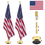 Yescom 6' Indoor Flagpoles with Stand US Flag 2-Pack Image