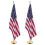 Yescom 6' Indoor Flagpoles with Stand US Flag 2-Pack, Gold Pole+Ball Image