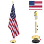 Yescom 6' Indoor Flagpole with Stand US Flag, Gold Pole+Ball Image