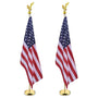 Yescom 6' Indoor Flagpoles with Stand US Flag 2-Pack, Gold Pole+Regal Eagle Image