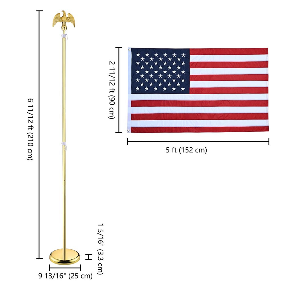 Yescom 6' Indoor Flagpoles with Stand US Flag 2-Pack Image