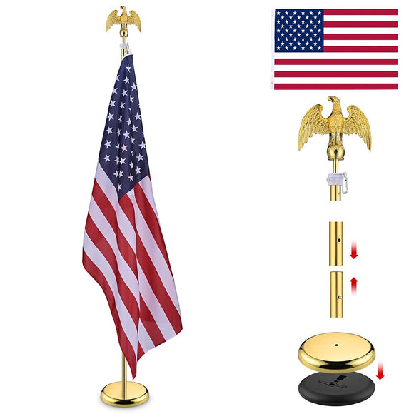 Yescom 6' Indoor Flagpole with Stand US Flag Image