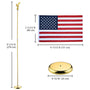 Yescom 8' Indoor Flagpoles with Stand US Flag 2-Pack, Gold Pole+Regal Eagle Image