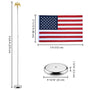 Yescom 8' Indoor Flagpole with Stand US Flag, Silver Pole Base+Eagle Image