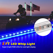 Yescom Whip Light for RZR UTV ATV 2ct/pack 3ft (Remote Control) Image