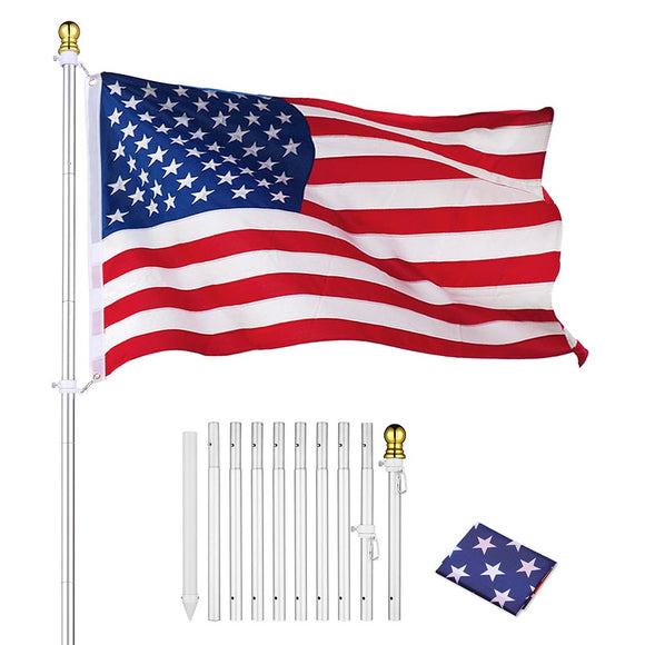 Yescom 10' Aluminum Sectional Flag Pole Set In Ground Flagpole Image