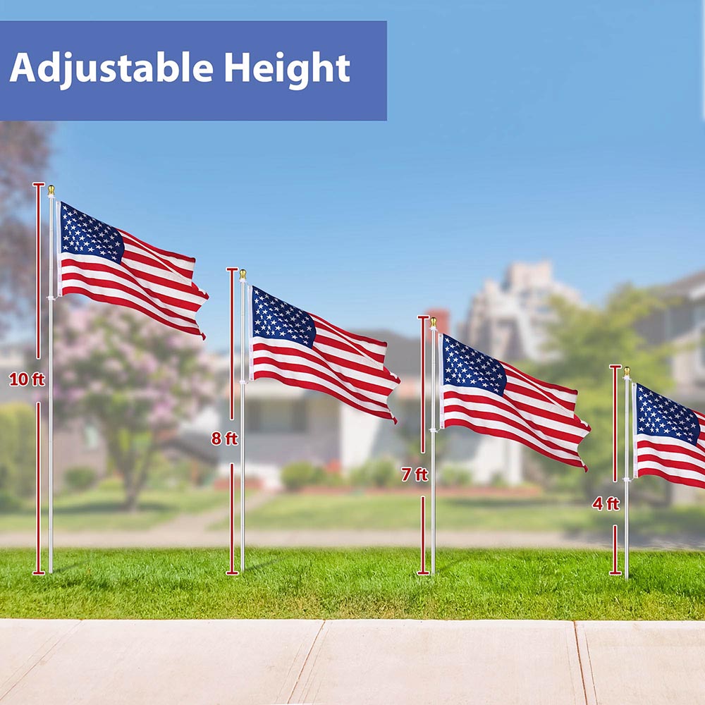 Yescom 10' Aluminum Sectional Flag Pole Set In Ground Flagpole Image