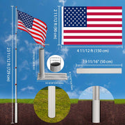 Yescom Aluminum Telescopic Flag pole Wheel Stand Set 25' Image