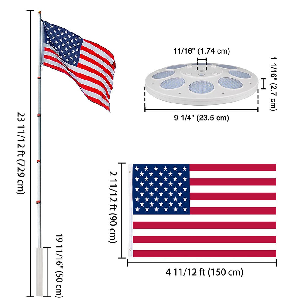 Yescom 25ft Telescopic Flag Pole with Light Image