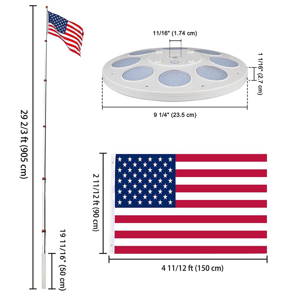 Yescom 30ft Telescopic Flag Pole with Light Image