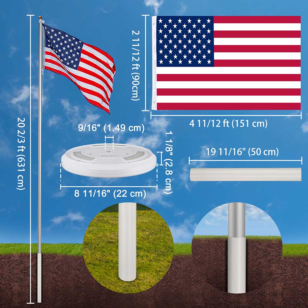 Yescom 20ft Sectional Flag Pole with Light Image