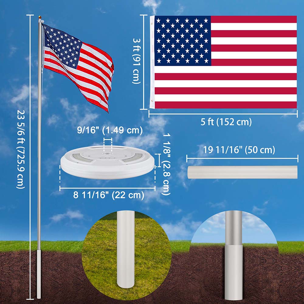 Yescom 25ft Sectional Flag Pole with Light Image