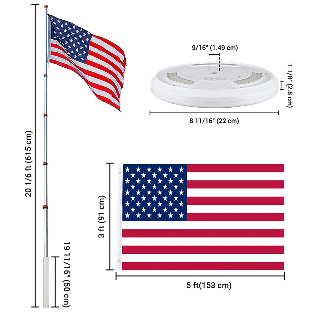 Yescom 20ft Telescopic Flag Pole with Light Image