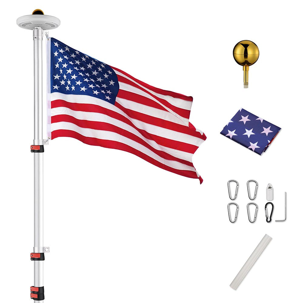 Yescom 30ft Telescopic Flag Pole with Light Image