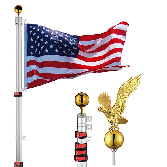 Yescom 25' Telescopic Flag Pole and Flag Kit with Regal Eagle Image