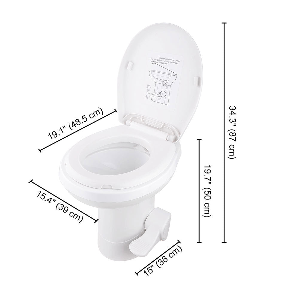 Yescom Foot Flush RV Gravity Flush Toilet High Profile HDPE Travel Image