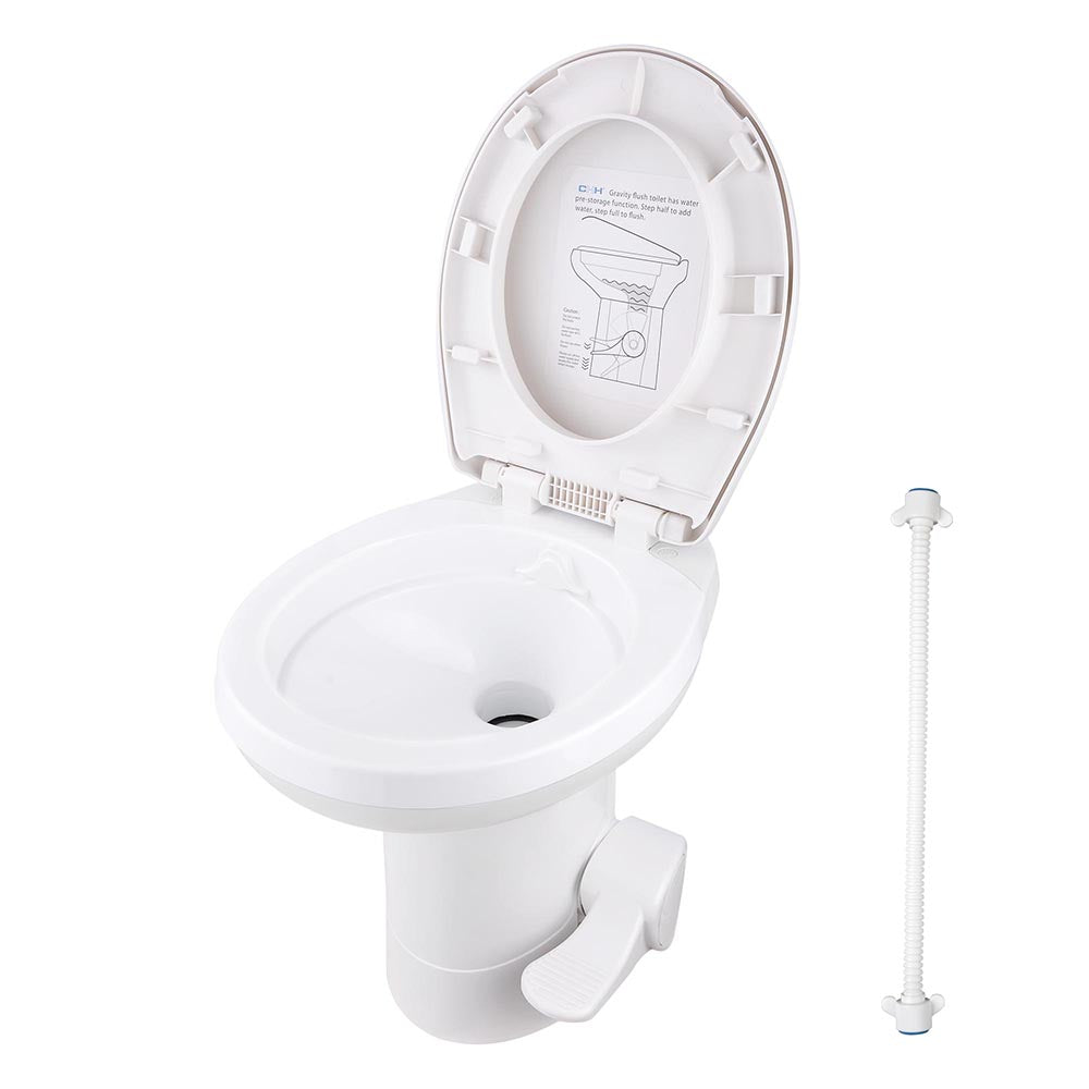 Yescom Foot Flush RV Gravity Flush Toilet High Profile HDPE Travel Image