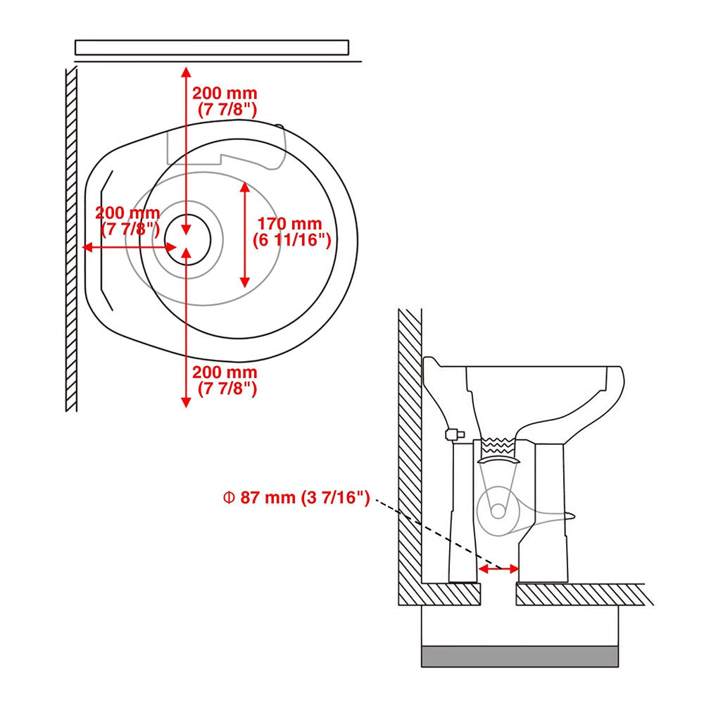 Yescom 20" RV Toilet Gravity Flush High Profile HDPE Travel Image