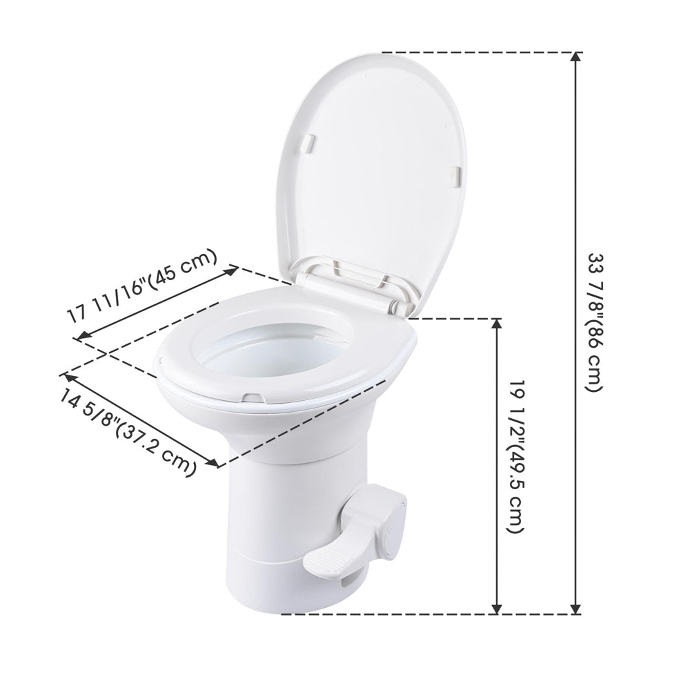 Yescom 20" RV Toilet with Elongated Bowl No Splash-Back Image