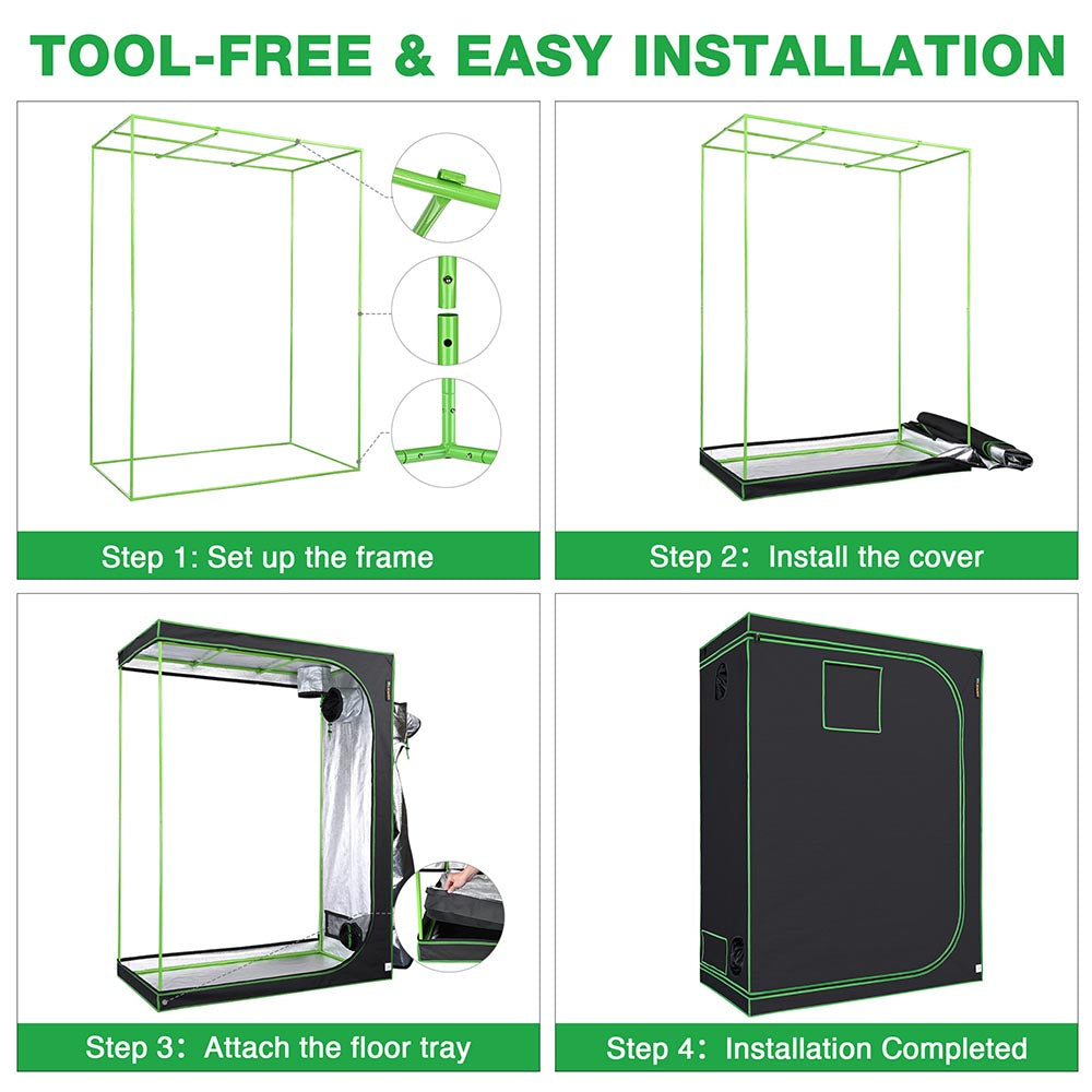 Yescom Grow Tent 60"x32"x80" Reflective Indoor Hydroponic Image