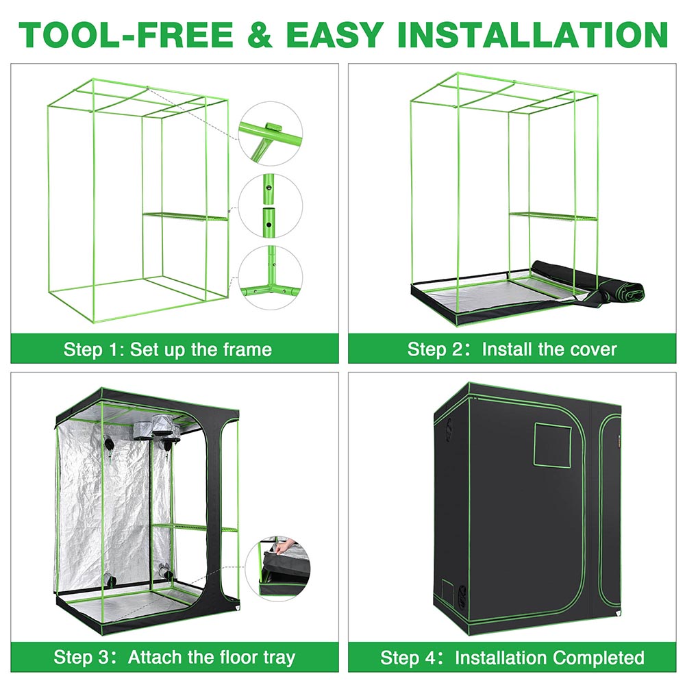 Yescom Grow Tent 60"x48"x80" 2in1 Hydroponic Grow Room Image