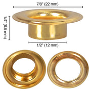 Yescom 1/4" 3/8" 1/2" #0 #2 #4 Grommet & Washer Brass/ Nickel, Brass, 1000x 1/2" #4 Image