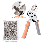 Yescom 10mm Portable Eyelet Grommet Plier Punch Tool & 500 Grommets Image