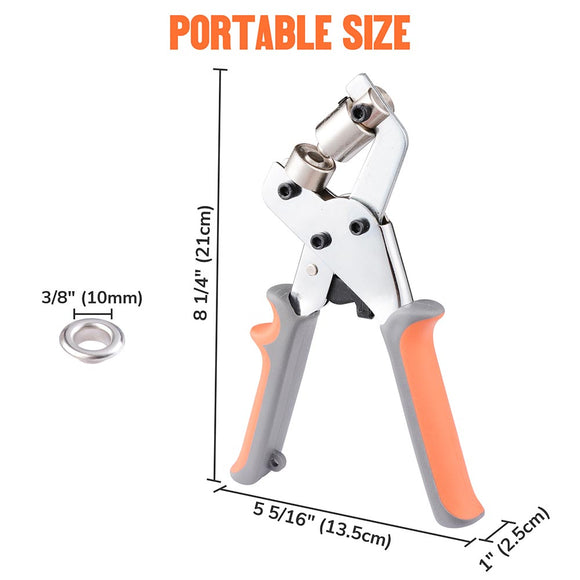 Yescom 10mm Portable Eyelet Grommet Plier Punch Tool & 500 Grommets Image